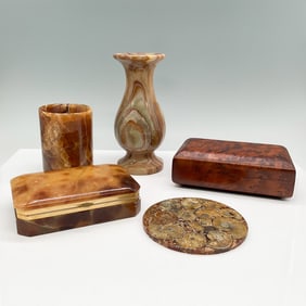 5pc Polished Stone and Fossil Home Decor Collection