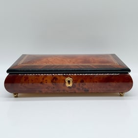 Italian Burl Wood Music Box, "You Are My Sunshine"