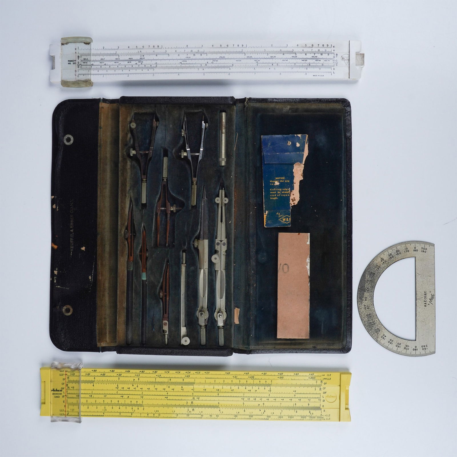 Vintage Keuffel & Esser Slide Rules and Drafting Set (1 of 5)