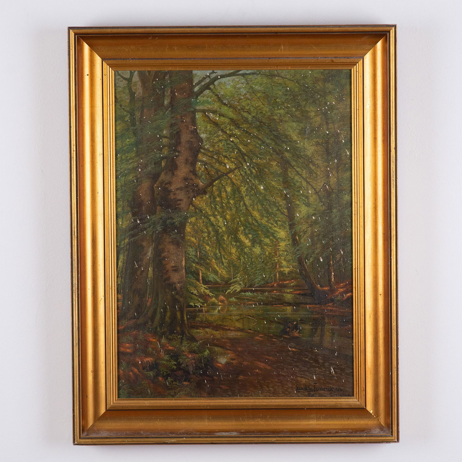 Laurits Frederiksen, Antique Woodland Landscape, Signed (1 of 4)