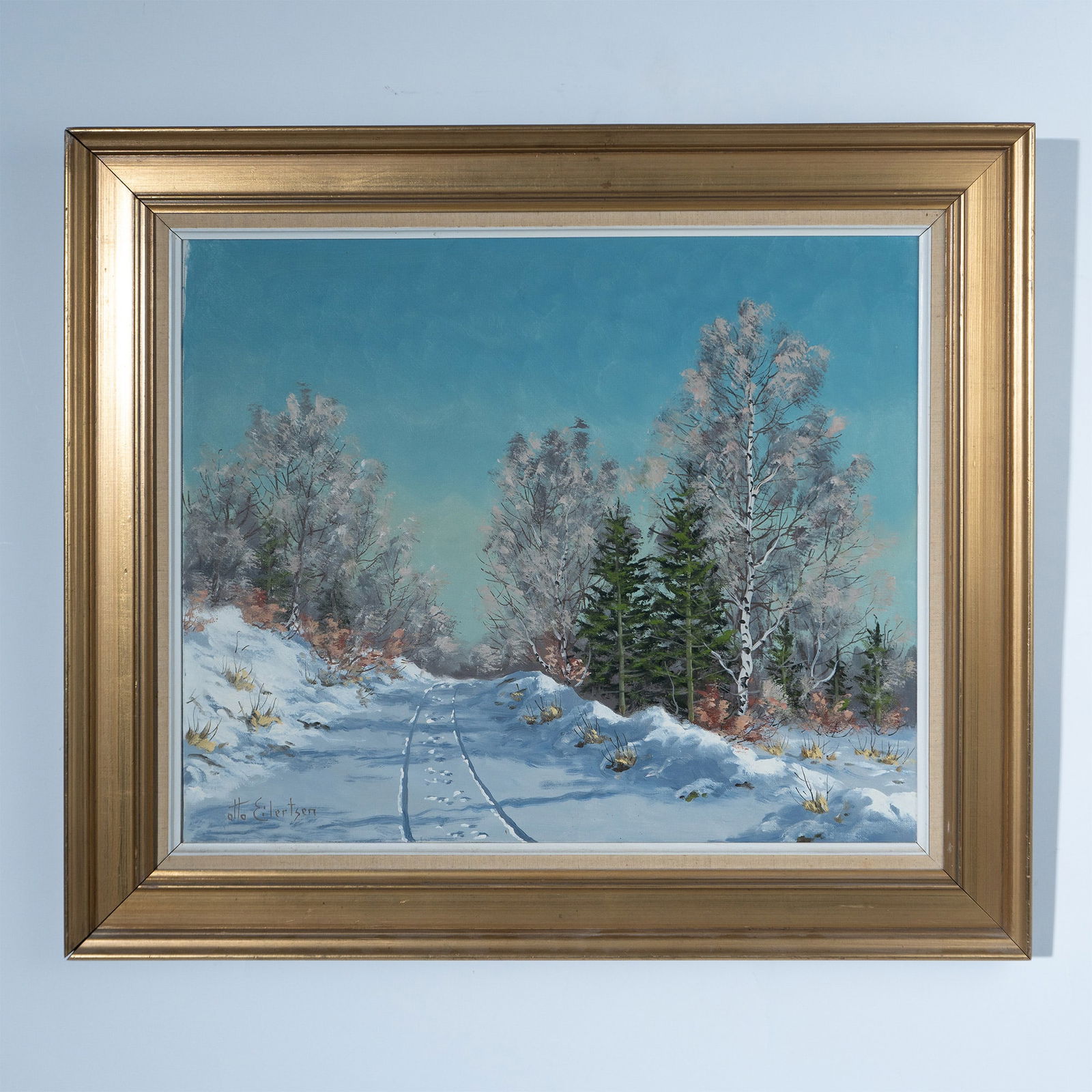 Otto Eilertsen, Original Oil on Canvas, Winter Scene Signed (1 of 8)