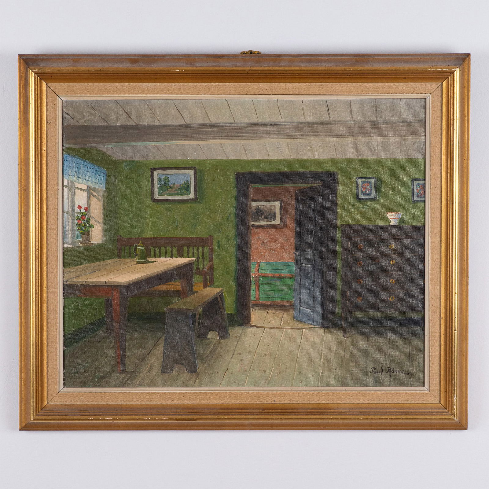 Paul Ronne, Oil on Canvas, Danish Interior Scene, Signed (1 of 7)