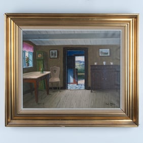 Poul Ronne, Antique Original Oil on Canvas, Interior Signed