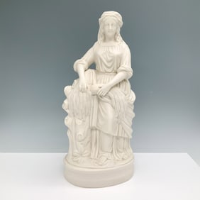 Bisque Porcelain Figurine, Woman with Wheat Sheaf