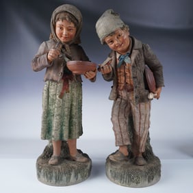 2pc Vintage Ceramic Statues of Children