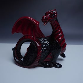 Royal Doulton Figurine, Flambe Black & Red Dragon HN3552