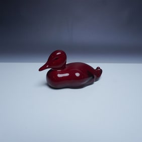 Royal Doulton Small Flambe Resting Duck Figurine