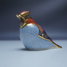 Royal Crown Derby Paperweight, Waxwing