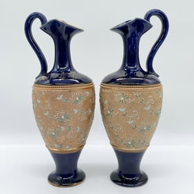 2pc Royal Doulton Stoneware Slater Vases