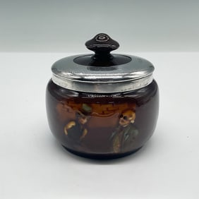 Royal Doulton Kingsware Tobacco Jar w/ Sterling Accented Lid