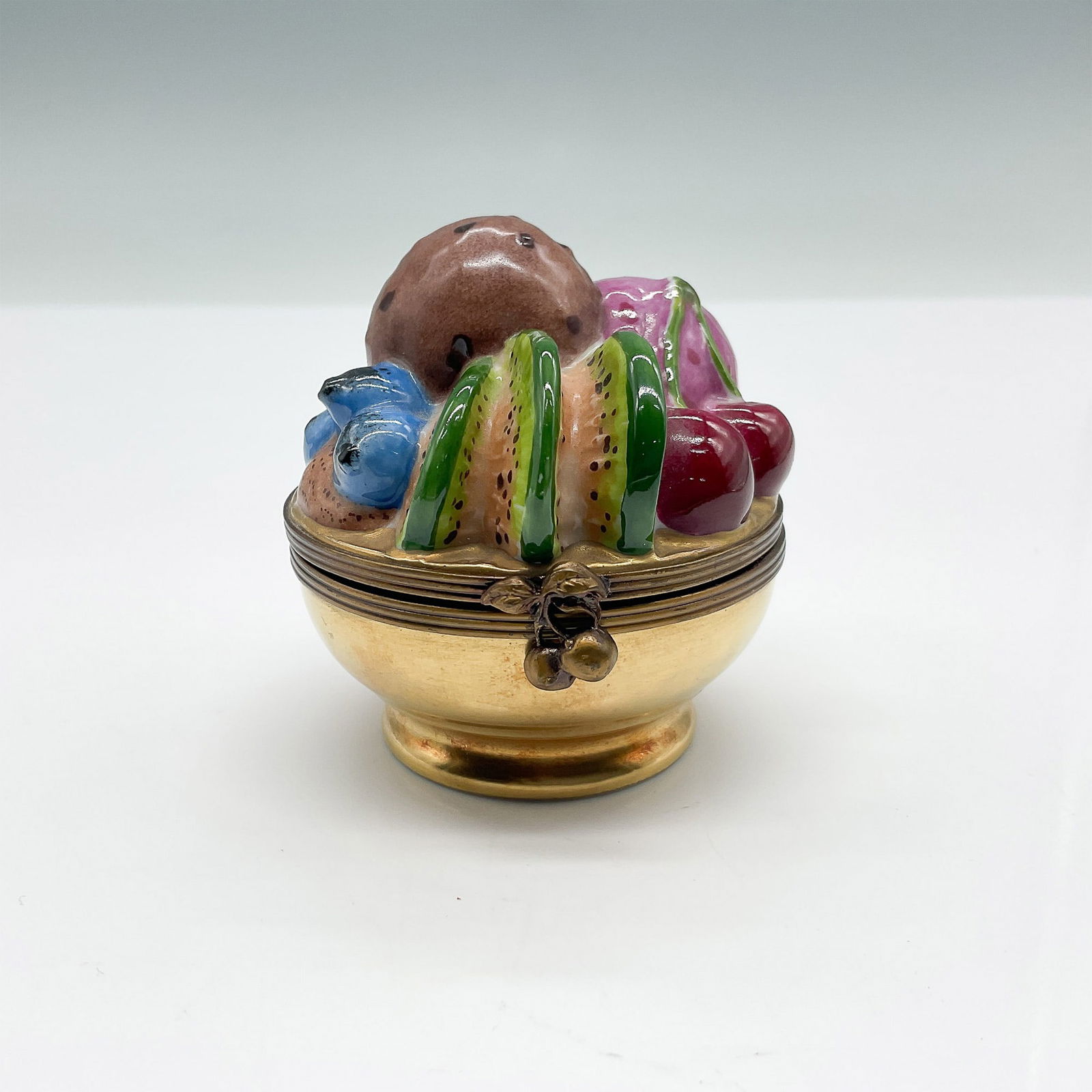 Decor Ceram Limoges Trinket Box, Ice Cream Sundae w/Fruit (1 of 4)