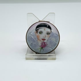 Limoges France Hand-Painted Porcelain Trinket Box, Pierrot