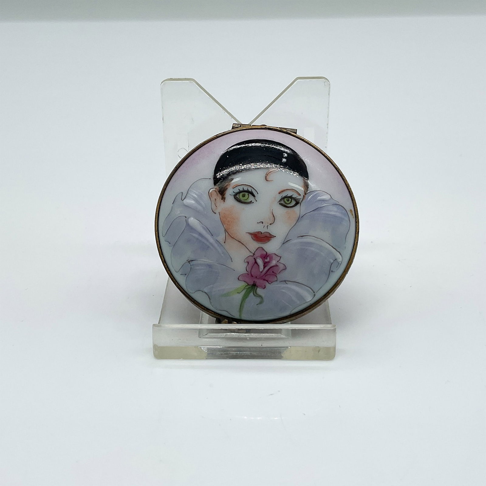 Limoges France Hand-Painted Porcelain Trinket Box, Pierrot (1 of 3)