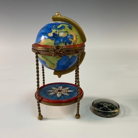 Parry Vieille Limoges French Globe Theme Collectible Box