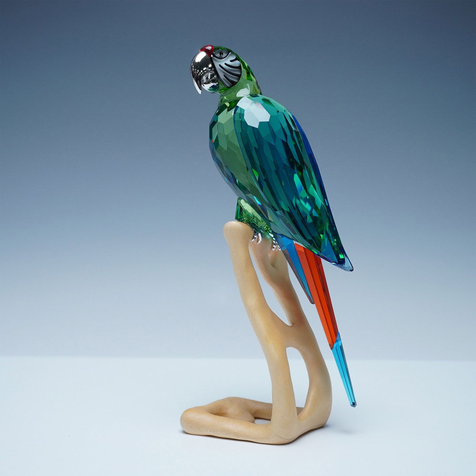 Swarovski Crystal Paradise Bird Figurine, Macaw Chrome Green (1 of 7)