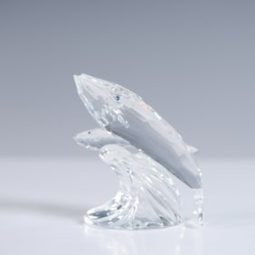 Swarovski Crystal Figurine, Whales 1992 SCS Care For Me