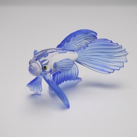 Swarovski Crystal Siamese Fighting Fish Blue Figurine with Original Box