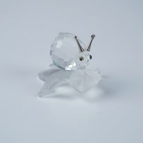 Swarovski Crystal Figurine, Snail on a Vine Leaf