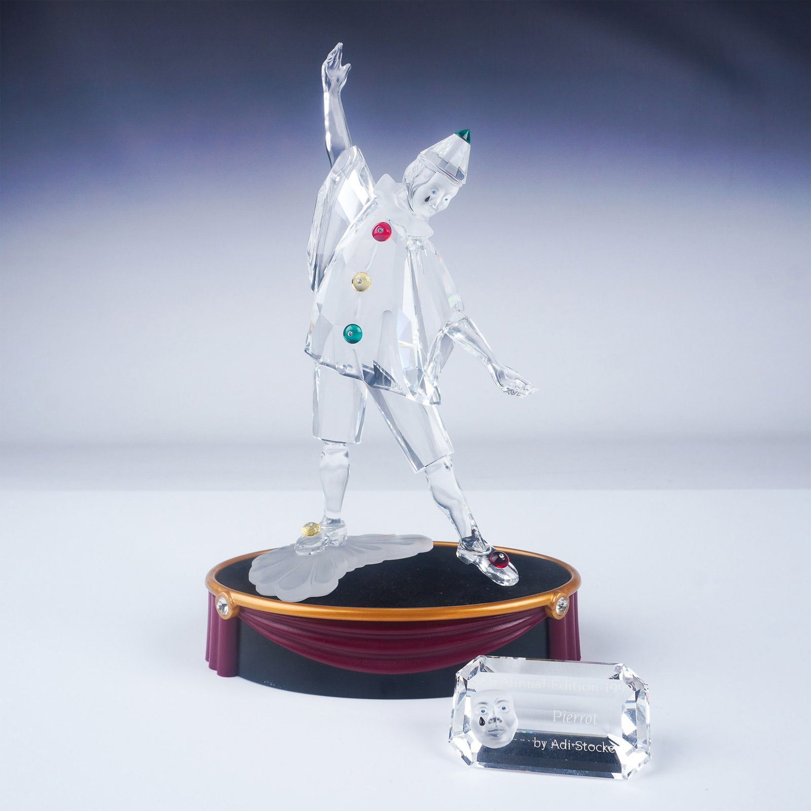 3pc Swarovski Crystal Figurine with Plaque & Base, Pierrot (1 of 7)