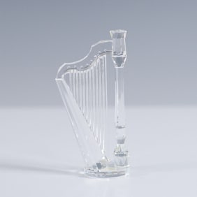Swarovski Crystal Figurine, Harp, Signed