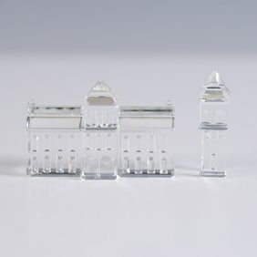 2pc Swarovski Crystal Figurines, Town Hall & City Tower