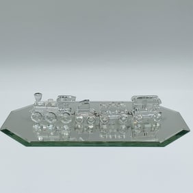 4pc Swarovski Figurines, Locomotives and Carriages w Base