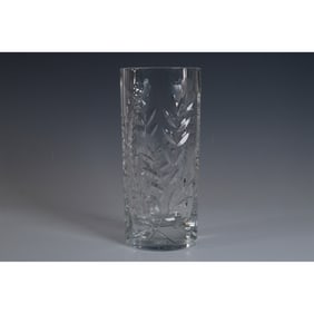 Dresden Crystal Cut Glass Vase, Floral Design