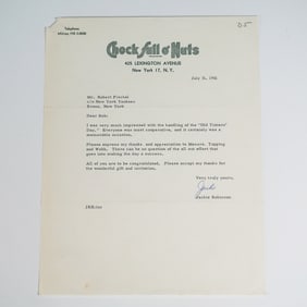 Chock Full o'Nuts, Letter Signed by Jackie Robinson