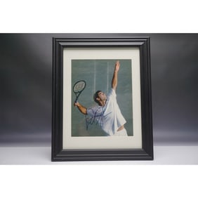 Pete Sampras Signed Tennis Photograph in Framed Display