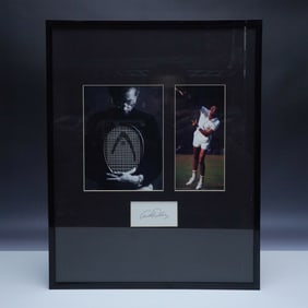 Arthur Ashe Signed Framed Display with Photographs