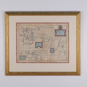 Sutton Nicholls, Antique Handcolored Engraved Map