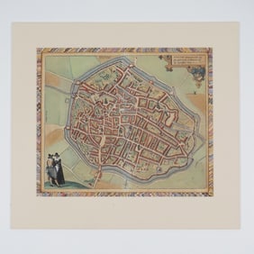 Braun & Hogenberg, AntiqueHand-Colored Map of Dovay France