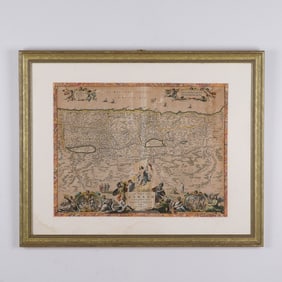Nicolaes Visscher Handcolor Engraving Mediteranean Sea