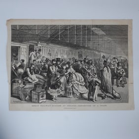 T. Hogan, Engraving on Paper, Great Railway Station Chicago