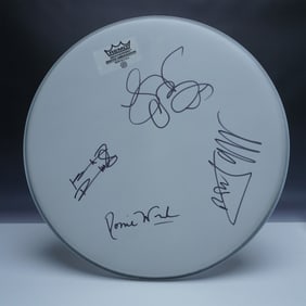 Rolling Stones Signed Remo Drumhead with COA