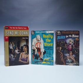 3pc Vintage Jazz-Themed Paperback Books, First Editions