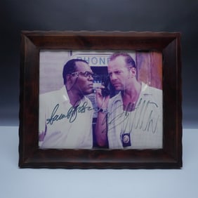 Bruce Willis & Samuel L. Jackson Framed Autographed Photo