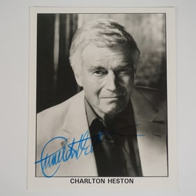 Charlton Heston Autographed Black and White Photograph