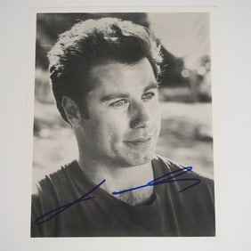John Travolta Signed Black-and-White Photograph