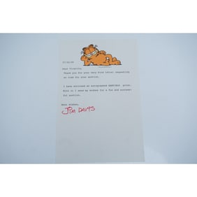 Jim Davis Cartoonist Signed Garfield Letter