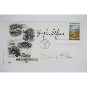 Autographed First Day Cover, Hugh Hefner & Christie Hefner