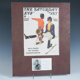 Norman Rockwell, Signed Postcard and Saturday Evening Post Print