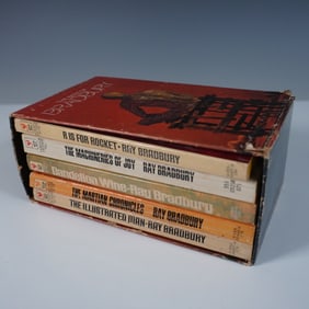 5pc Ray Bradbury Vintage Paperback Book Set, Signed