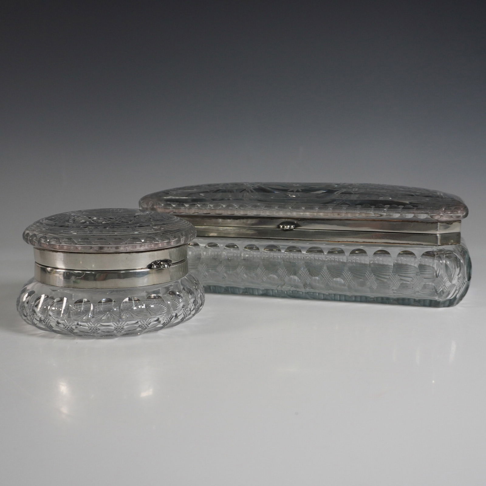 Pair of Cut Glass Powder and Glove Boxes (1 of 8)