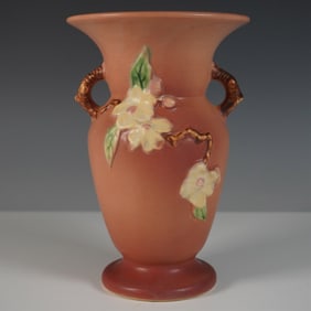 Roseville Pottery Ceramic Vase, Apple Blossom