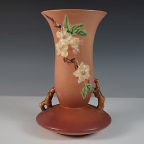 Roseville Pottery Ceramic Vase, Apple Blossom
