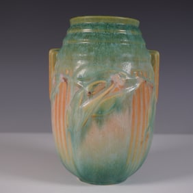 Roseville Pottery Laurel Vase, Green & Orange