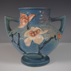 Roseville Pottery Ceramic Vase, Magnolia Pattern