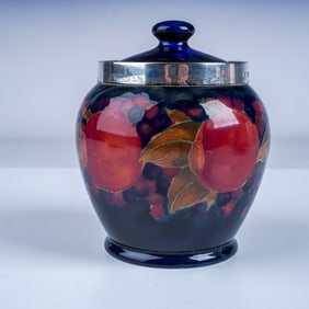 Moorcroft Pottery Pomegranate Humidor w/ Sterling Silver Rim