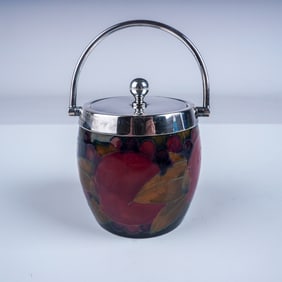 Moorcroft Pomegranate Preserve Jar w/ Silver Plated Lid
